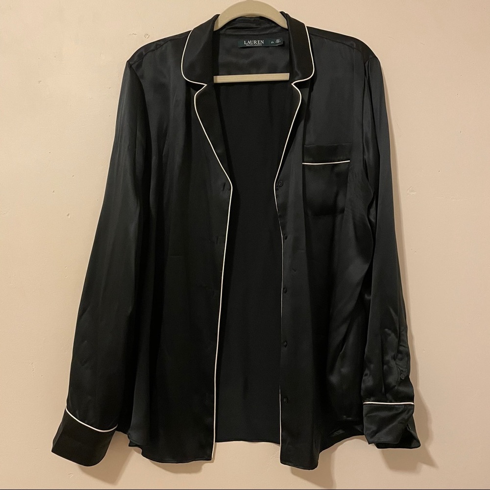 Black Pajama-style Silk Ralph Lauren Button-up XL